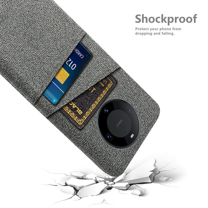 For Huawei Mate 60 Pro Hard PC Coated Cloth Phone Case Shockproof Cover with Dual Card Holder
