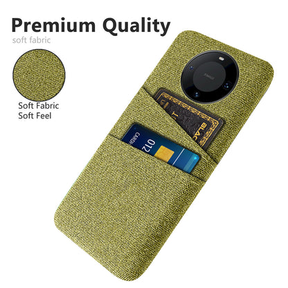 For Huawei Mate 60 Pro Hard PC Coated Cloth Phone Case Shockproof Cover with Dual Card Holder