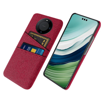 For Huawei Mate 60 Pro Hard PC Coated Cloth Phone Case Shockproof Cover with Dual Card Holder