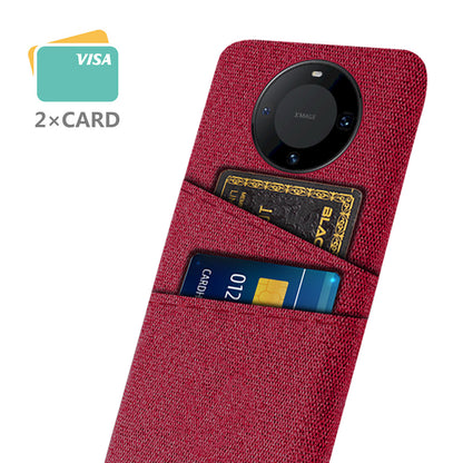 For Huawei Mate 60 Pro Hard PC Coated Cloth Phone Case Shockproof Cover with Dual Card Holder