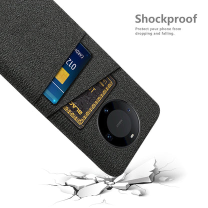 For Huawei Mate 60 Pro Hard PC Coated Cloth Phone Case Shockproof Cover with Dual Card Holder