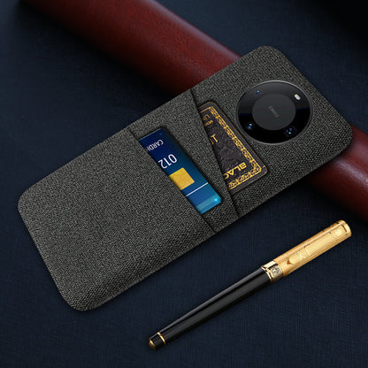 For Huawei Mate 60 Pro Hard PC Coated Cloth Phone Case Shockproof Cover with Dual Card Holder
