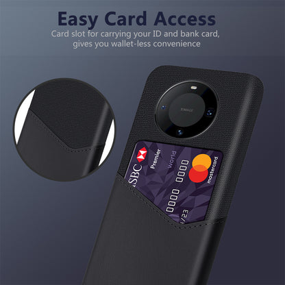 For Huawei Mate 60 Pro+ Card Holder Back Cover Cloth+PC+PU Leather Phone Case