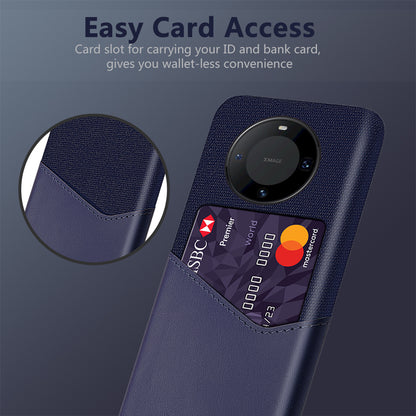 For Huawei Mate 60 Pro+ Card Holder Back Cover Cloth+PC+PU Leather Phone Case