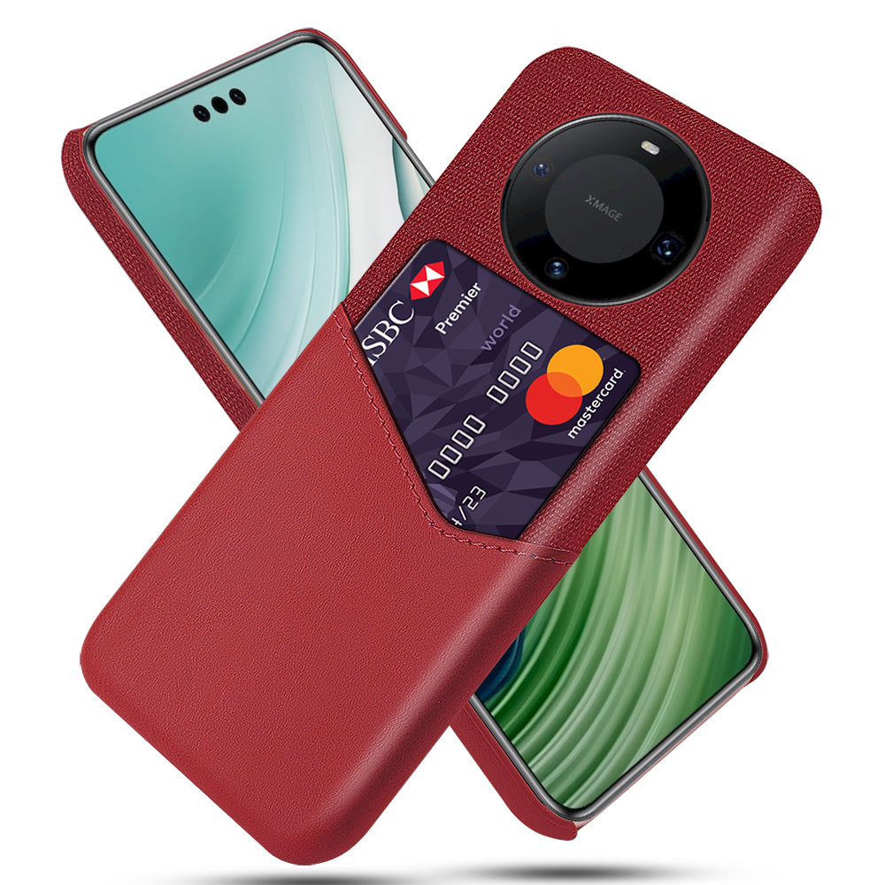 For Huawei Mate 60 Pro+ Card Holder Back Cover Cloth+PC+PU Leather Phone Case