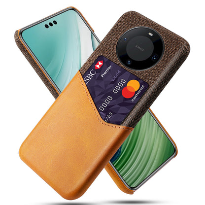 For Huawei Mate 60 Pro+ Card Holder Back Cover Cloth+PC+PU Leather Phone Case