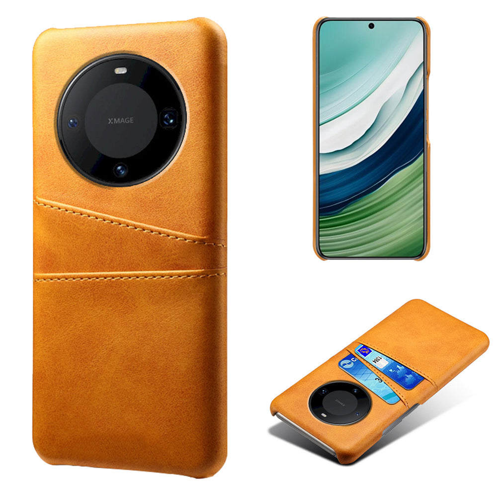 For Huawei Mate 60 PU Leather Coated PC Phone Case Smartphone Cover with Dual Card Slots