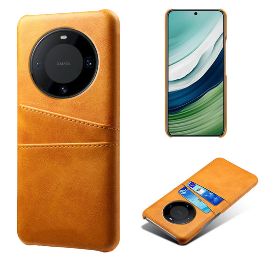 For Huawei Mate 60 PU Leather Coated PC Phone Case Smartphone Cover with Dual Card Slots