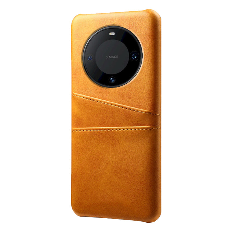 For Huawei Mate 60 PU Leather Coated PC Phone Case Smartphone Cover with Dual Card Slots