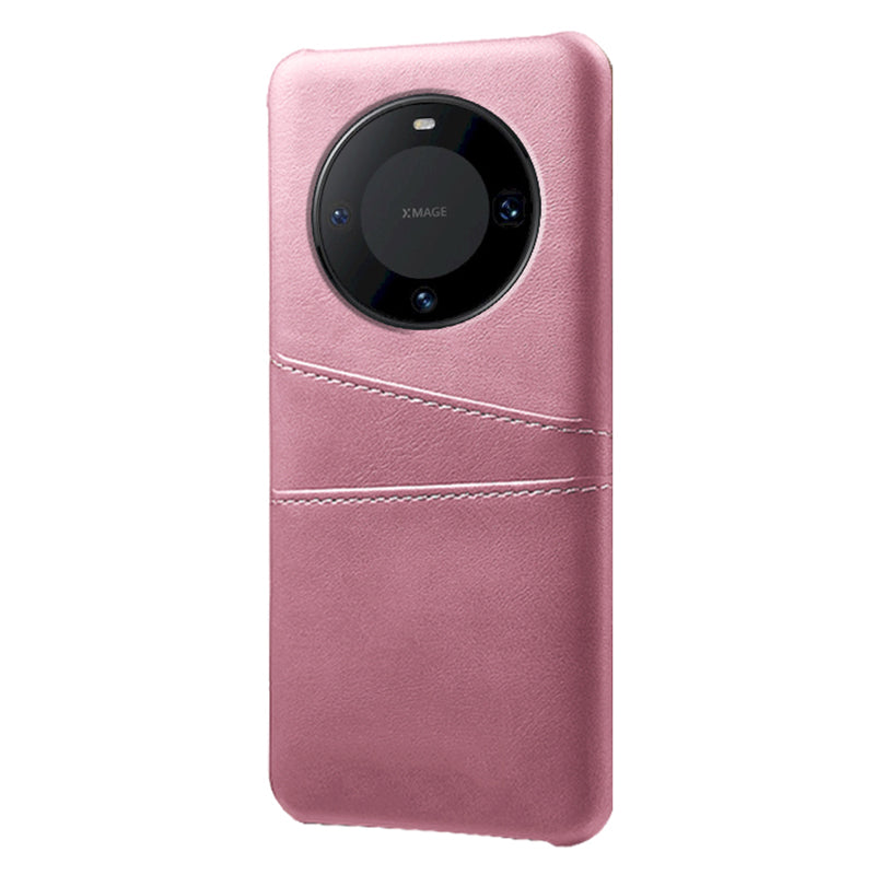 For Huawei Mate 60 PU Leather Coated PC Phone Case Smartphone Cover with Dual Card Slots