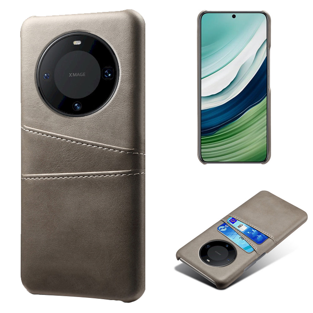 For Huawei Mate 60 PU Leather Coated PC Phone Case Smartphone Cover with Dual Card Slots