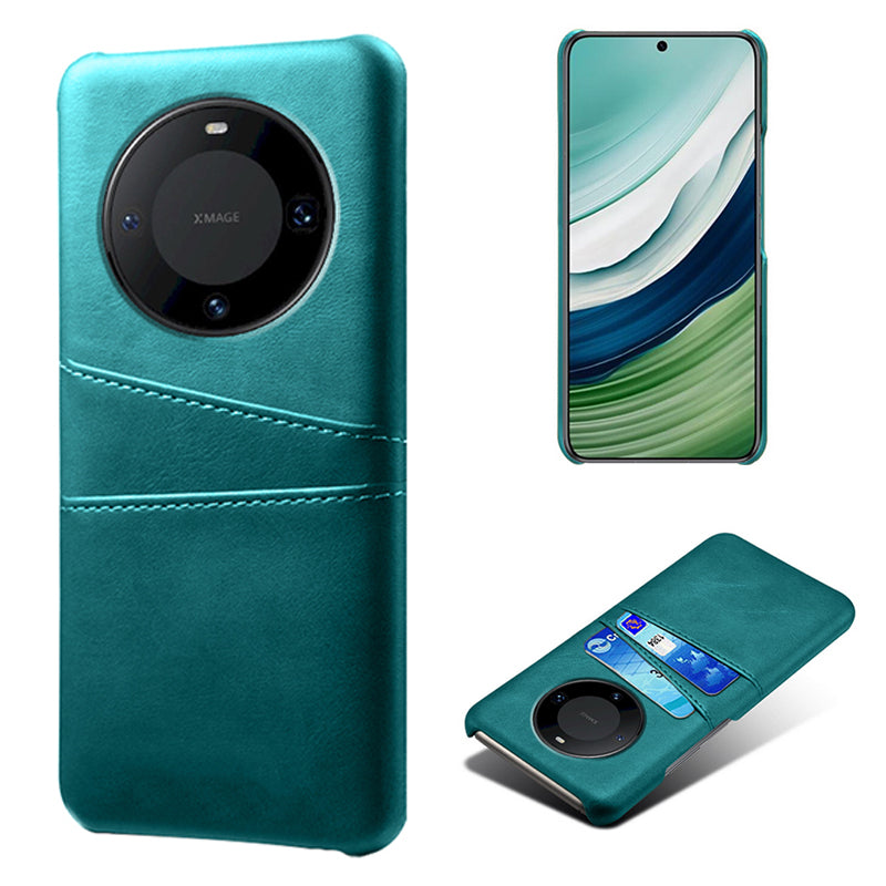 For Huawei Mate 60 PU Leather Coated PC Phone Case Smartphone Cover with Dual Card Slots