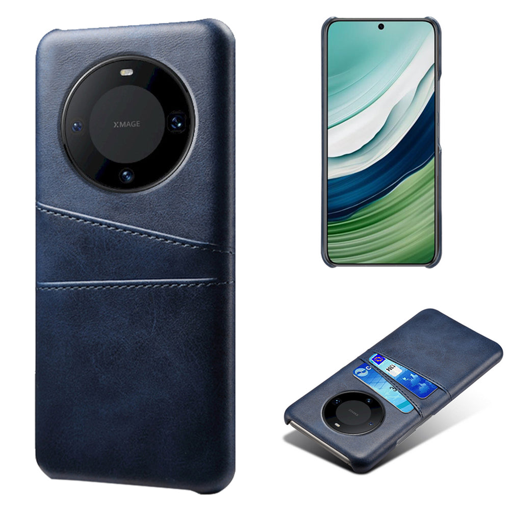For Huawei Mate 60 PU Leather Coated PC Phone Case Smartphone Cover with Dual Card Slots