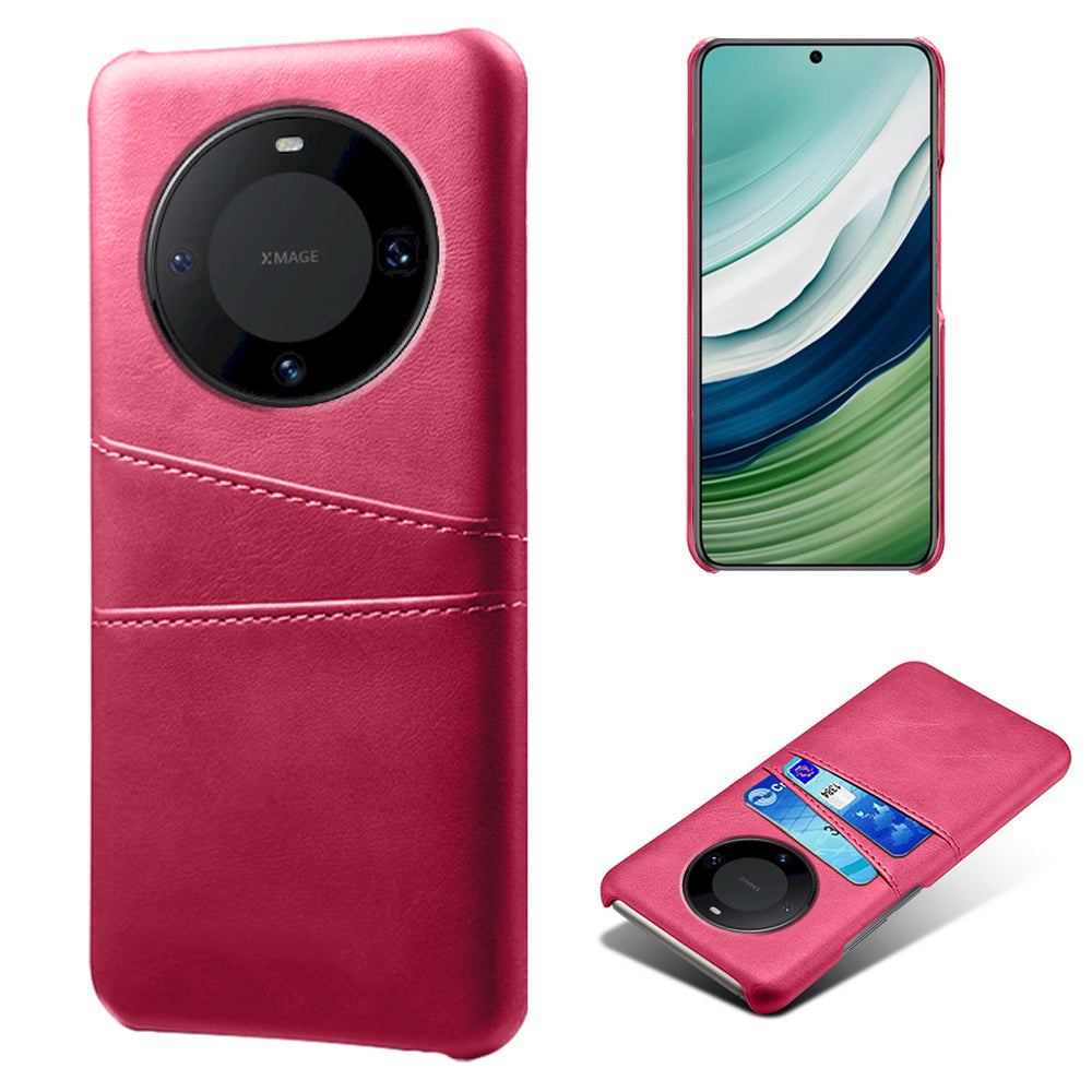 For Huawei Mate 60 PU Leather Coated PC Phone Case Smartphone Cover with Dual Card Slots