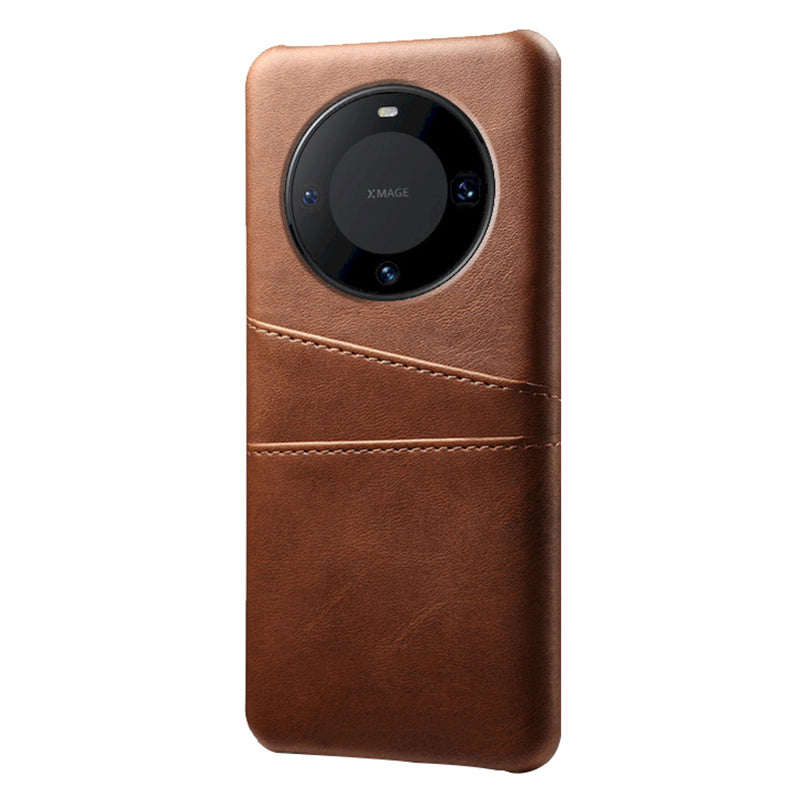 For Huawei Mate 60 PU Leather Coated PC Phone Case Smartphone Cover with Dual Card Slots