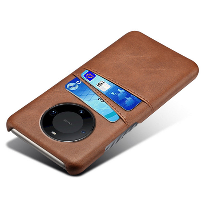 For Huawei Mate 60 PU Leather Coated PC Phone Case Smartphone Cover with Dual Card Slots