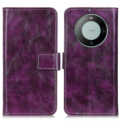 For Huawei Mate 60 Retro Crazy Horse Texture PU Leather Shell Wallet Stand Phone Cover