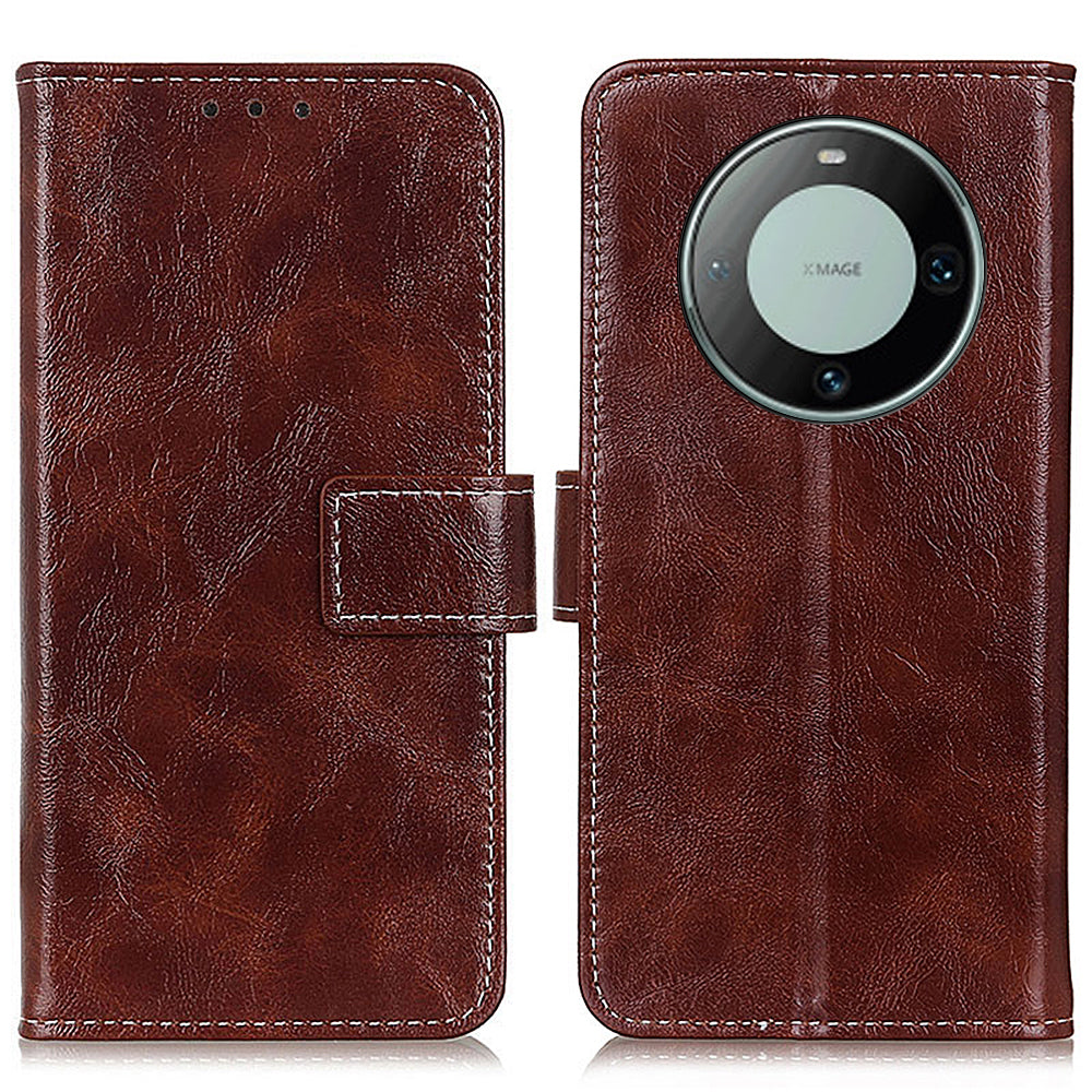 For Huawei Mate 60 Retro Crazy Horse Texture PU Leather Shell Wallet Stand Phone Cover