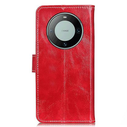 For Huawei Mate 60 Pro Crazy Horse Texture PU Leather Stand Cover Shockproof Wallet Phone Case
