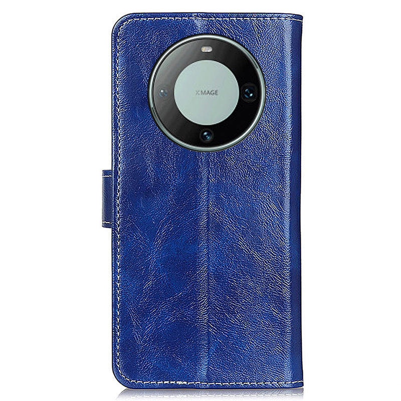 For Huawei Mate 60 Pro Crazy Horse Texture PU Leather Stand Cover Shockproof Wallet Phone Case