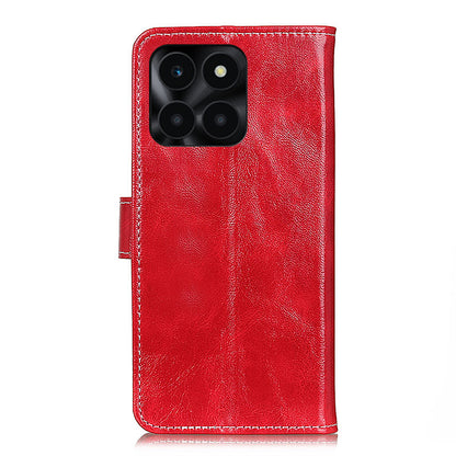 For Honor X6a 4G PU Leather Wallet Stand Shell Retro Crazy Horse Texture Phone Cover