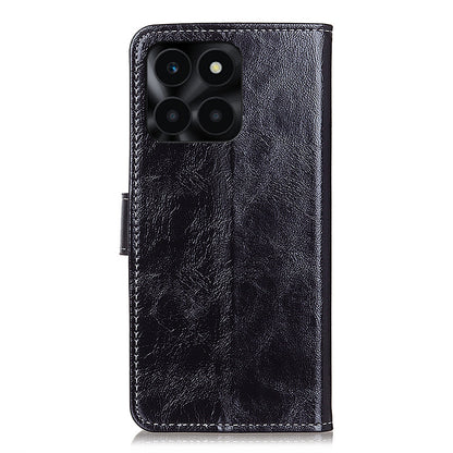 For Honor X6a 4G PU Leather Wallet Stand Shell Retro Crazy Horse Texture Phone Cover