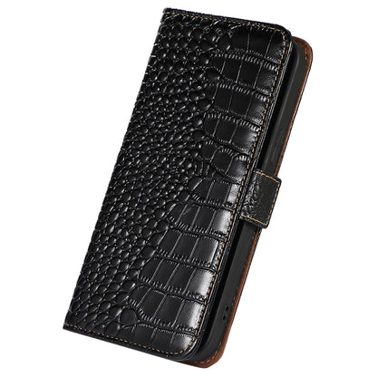 RFID Blocking Wallet Case for Huawei Mate 60 Crocodile Texture Genuine Cow Leather Phone Cover