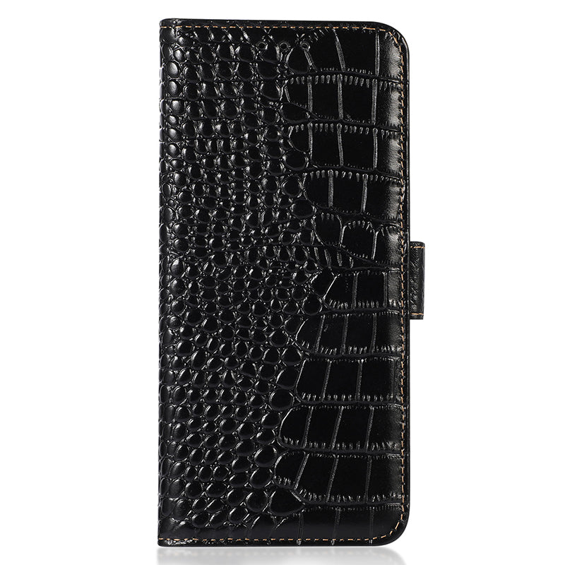 RFID Blocking Wallet Case for Huawei Mate 60 Crocodile Texture Genuine Cow Leather Phone Cover