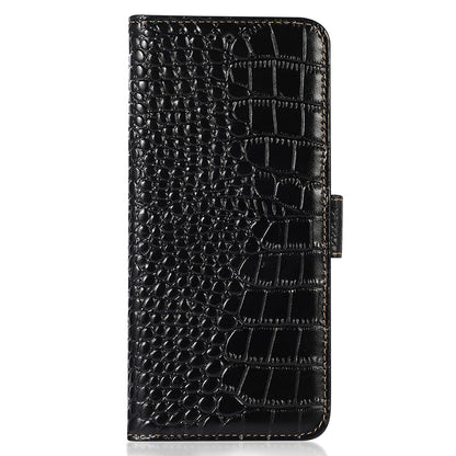 RFID Blocking Wallet Case for Huawei Mate 60 Crocodile Texture Genuine Cow Leather Phone Cover