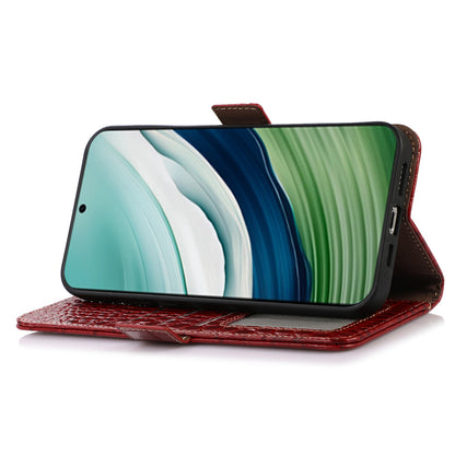 RFID Blocking Wallet Case for Huawei Mate 60 Crocodile Texture Genuine Cow Leather Phone Cover