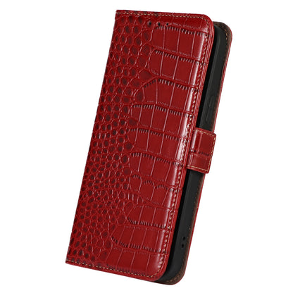 RFID Blocking Wallet Case for Huawei Mate 60 Crocodile Texture Genuine Cow Leather Phone Cover