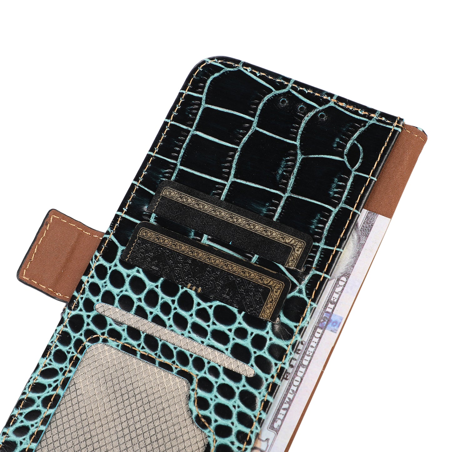 RFID Blocking Wallet Case for Huawei Mate 60 Crocodile Texture Genuine Cow Leather Phone Cover