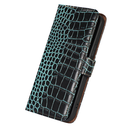 RFID Blocking Wallet Case for Huawei Mate 60 Crocodile Texture Genuine Cow Leather Phone Cover