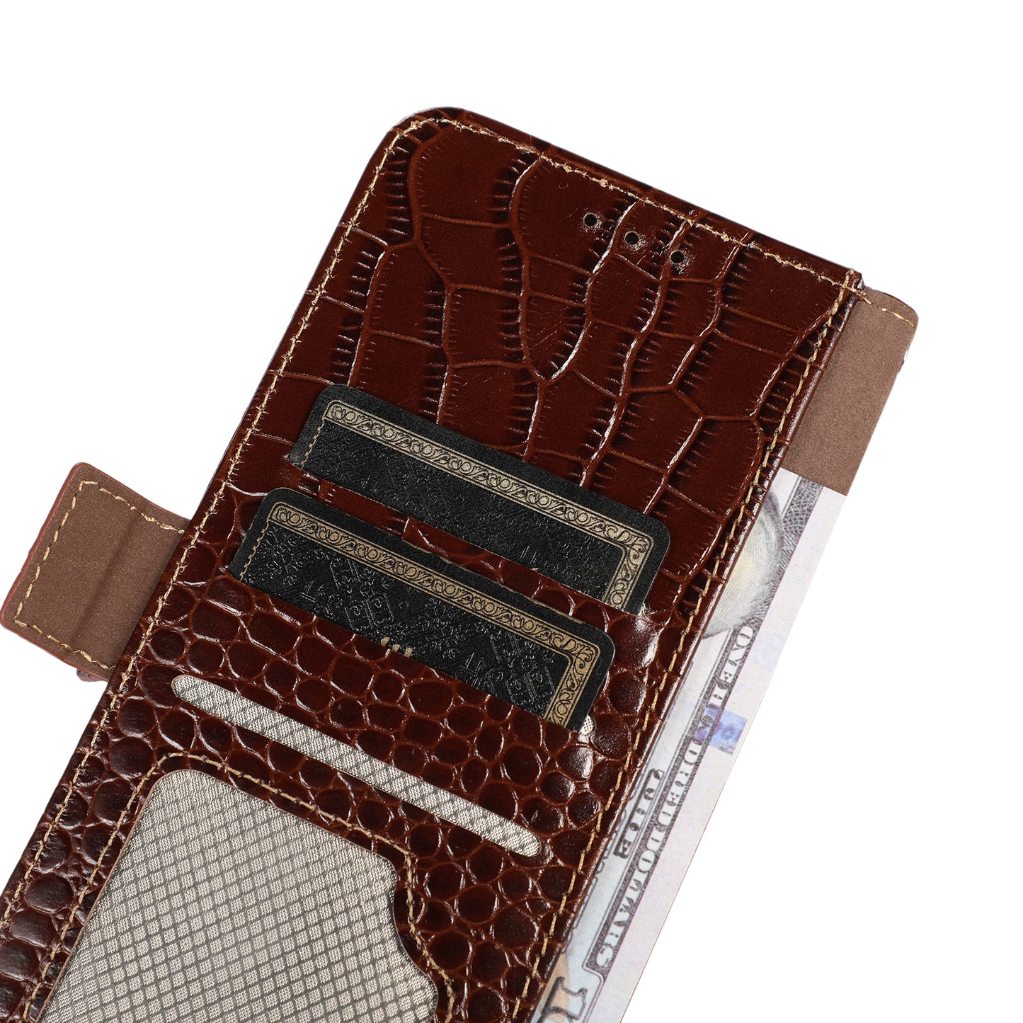 RFID Blocking Wallet Case for Huawei Mate 60 Crocodile Texture Genuine Cow Leather Phone Cover