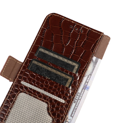 RFID Blocking Wallet Case for Huawei Mate 60 Crocodile Texture Genuine Cow Leather Phone Cover