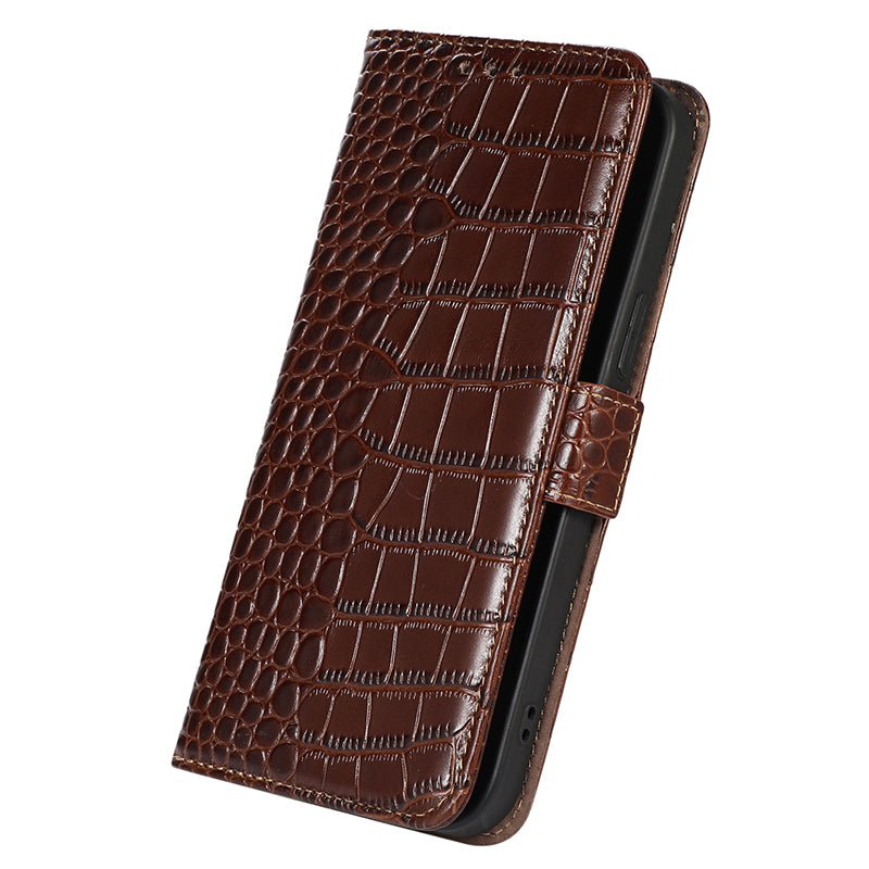 RFID Blocking Wallet Case for Huawei Mate 60 Crocodile Texture Genuine Cow Leather Phone Cover