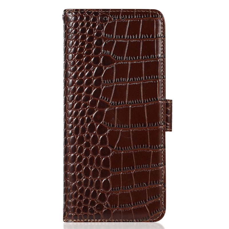 RFID Blocking Wallet Case for Huawei Mate 60 Crocodile Texture Genuine Cow Leather Phone Cover
