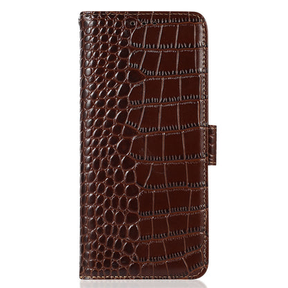 RFID Blocking Wallet Case for Huawei Mate 60 Crocodile Texture Genuine Cow Leather Phone Cover