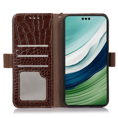 For Huawei Mate 60 Pro Genuine Cow Leather Wallet Case RFID Blocking Phone Cover with Stand