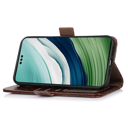 For Huawei Mate 60 Pro Genuine Cow Leather Wallet Case RFID Blocking Phone Cover with Stand