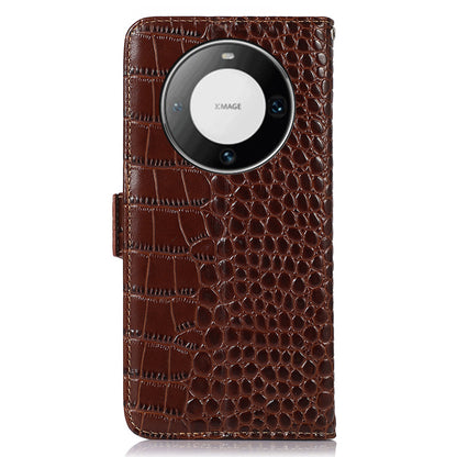 For Huawei Mate 60 Pro Genuine Cow Leather Wallet Case RFID Blocking Phone Cover with Stand