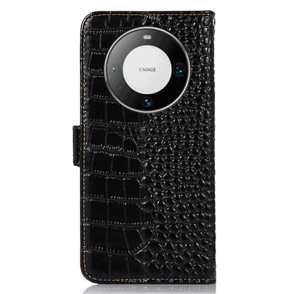 For Huawei Mate 60 Pro Genuine Cow Leather Wallet Case RFID Blocking Phone Cover with Stand