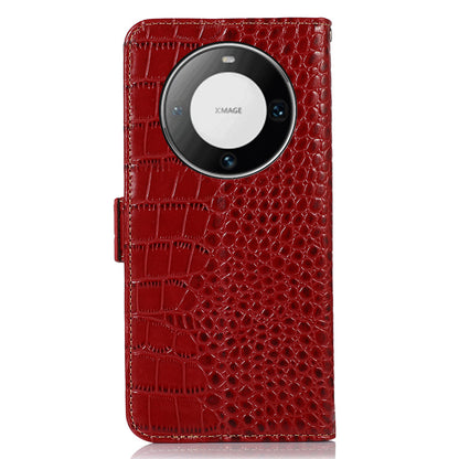 For Huawei Mate 60 Pro Genuine Cow Leather Wallet Case RFID Blocking Phone Cover with Stand