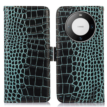 For Huawei Mate 60 Pro Genuine Cow Leather Wallet Case RFID Blocking Phone Cover with Stand