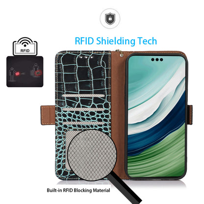 For Huawei Mate 60 Pro Genuine Cow Leather Wallet Case RFID Blocking Phone Cover with Stand