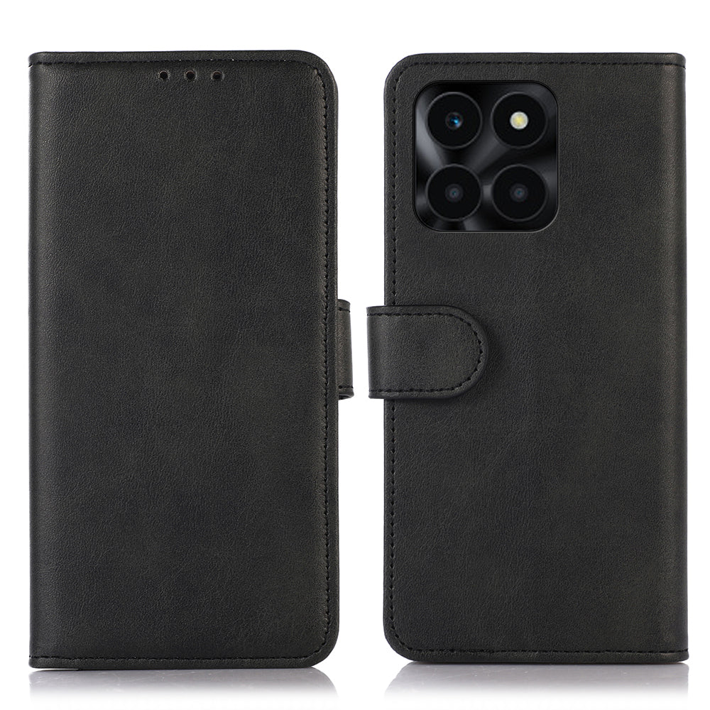 For Honor X6a 4G Phone Case Wallet Stand Anti-Scratch PU Leather Cowhide Texture Cell Phone Cover