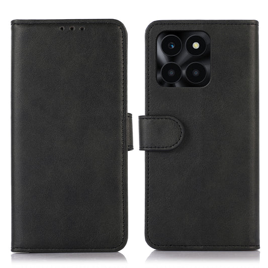For Honor X6a 4G Phone Case Wallet Stand Anti-Scratch PU Leather Cowhide Texture Cell Phone Cover