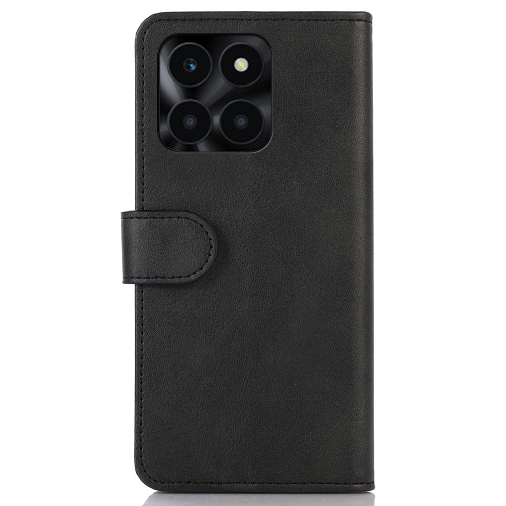For Honor X6a 4G Phone Case Wallet Stand Anti-Scratch PU Leather Cowhide Texture Cell Phone Cover