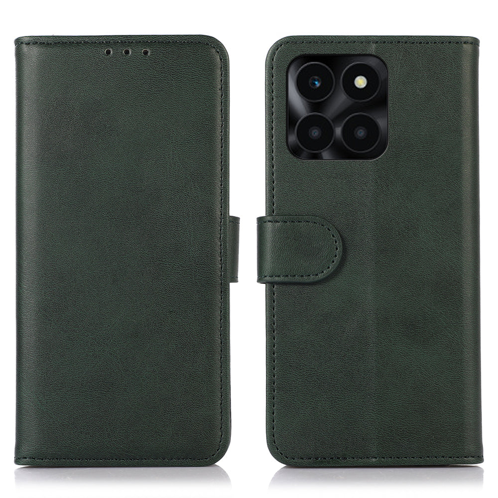 For Honor X6a 4G Phone Case Wallet Stand Anti-Scratch PU Leather Cowhide Texture Cell Phone Cover