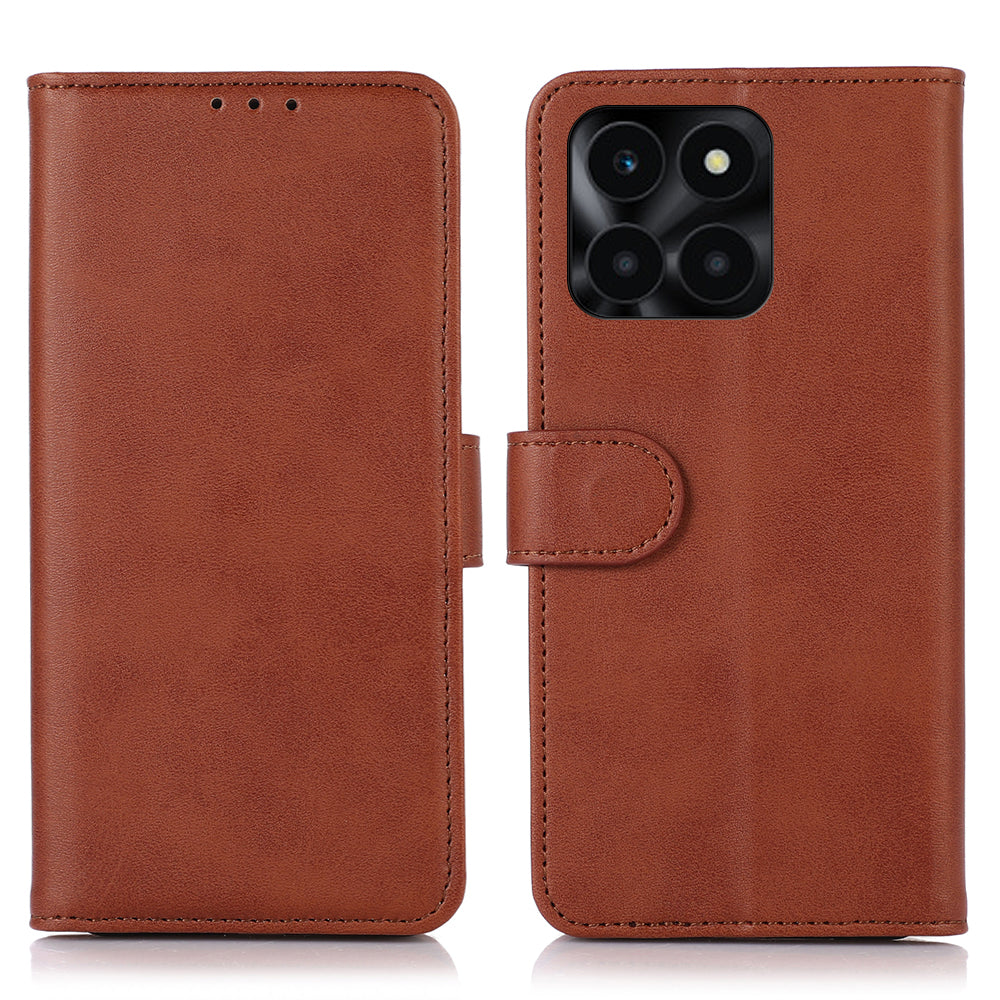 For Honor X6a 4G Phone Case Wallet Stand Anti-Scratch PU Leather Cowhide Texture Cell Phone Cover